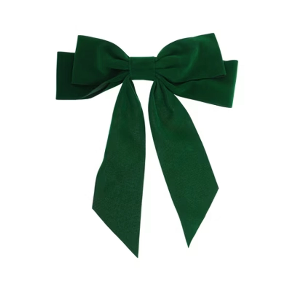 Unique Bargains Elegant Velour Bow Headpiece Hair Clips Green 1 Pc