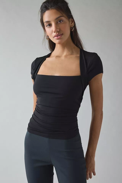 UO Claire Cropped Cap Sleeve Shrug Top