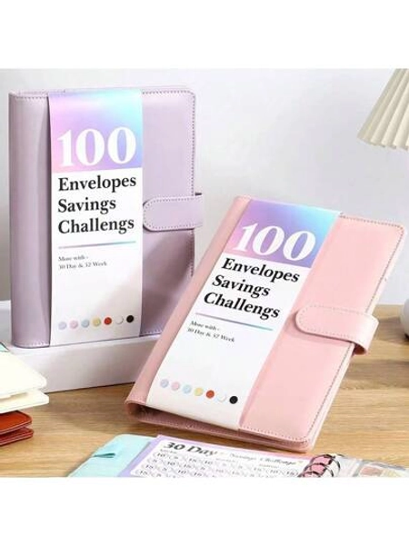 100 Envelopes Money Saving Challenge, Savings Challenges Book With Envelopes & Challenge Tracker, Motivational Process To Save $5050, Money Saving Binder 100 Pocket Pre-Numbered Best Gifts Birthday Graduation