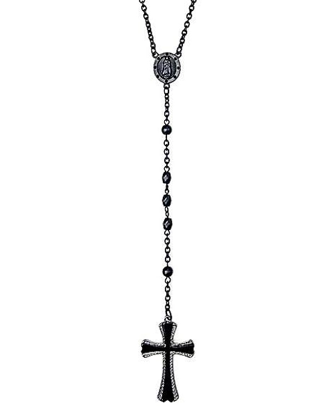Black Chain Rosary Necklace