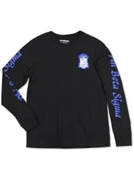 Phi Beta Sigma Fraternity Long Sleeve Shirt-English Spelling-Black