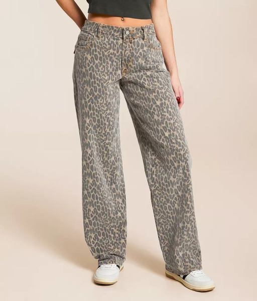 22 Cheetah Alyx Cheetah Print Low Slung Baggy Stretch Jean