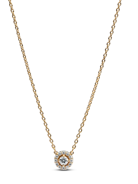 Round Pavé Halo Pendant Necklace