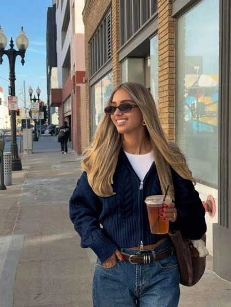 Senya Autumn And Winter New Vintage Cable Knit Cardigan, Loose Drop Shoulder Casual Cardigan, Daily Commuting,Teacher,Airport Jumper Tops