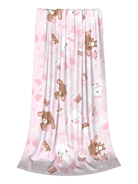 Cartoon Sugarbunnies Coral Fleece Throw Blanket - Plush All-Season Multi-Function Bedding
