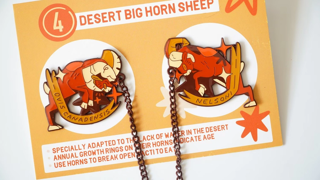 big horn sheep 10" chain enamel pin