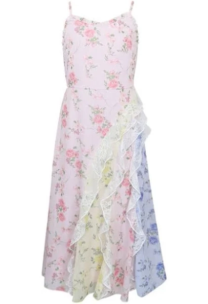 Zunie Kids Ruffle Lace Trim Chiffon Party Dress