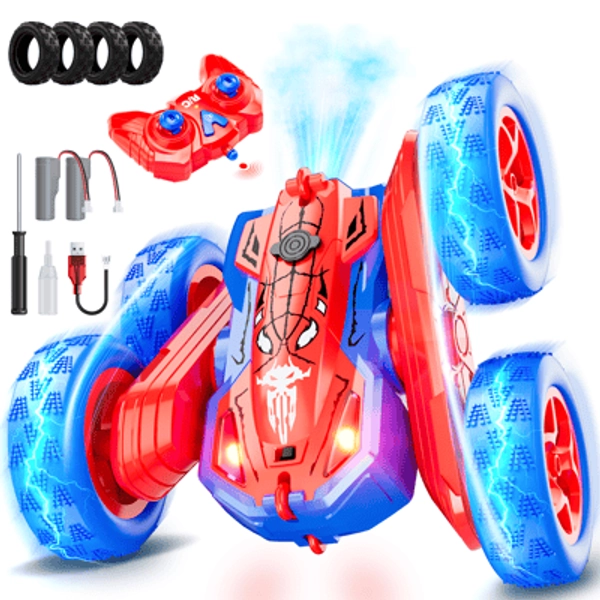 Huge Wave RC Stunt Cars Toys for Boys Ages 5-7, 360° Flip 4WD Rechargeable Remote Control Stunt Car Outdoor Toy for 3 4 5 6 7 8 9 10, Birthday Gifts Toys for Boys Girls Kids Age 6-12