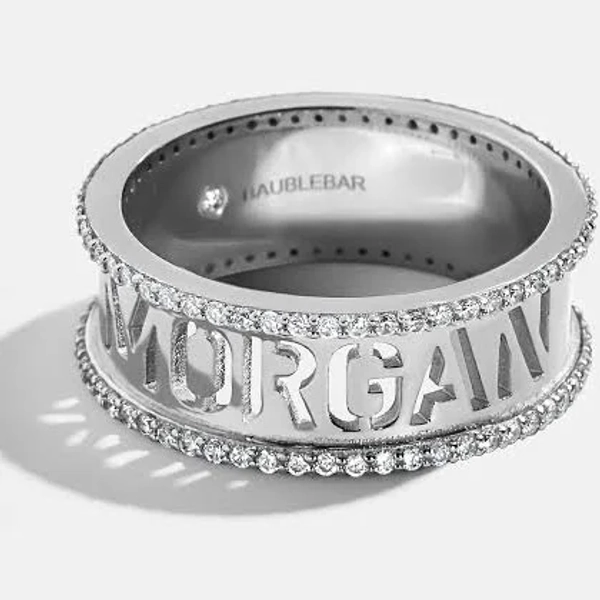 BaubleBar Sterling Silver Cutout Custom Name Ring