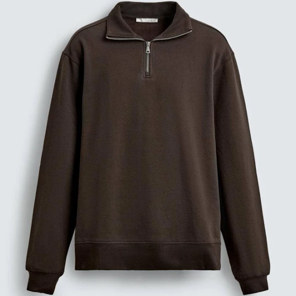 Zara Men's Basic Quarter-Zip Sweatshirt