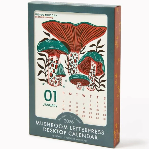 Mushroom Letterpress Desk Calendar