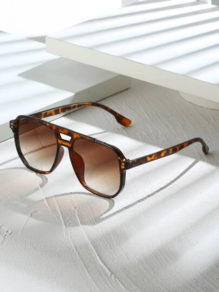 1pc Tortoise Shell Color Square Frame Double Bridge Pilot Style Fashion Glasses For Vacation Boho Shades Beach Accessories Beach Accessories For Women Glasses Shades Basics Fall Winter Women Outfits Clothes Business Casual Gifts Leopard Color Blocking Boho Vacay Vacay Vibes For Summer Beach Vacation,Outdoor,Travel Leopard Tortoise Shell Bohemia Style Oversized Aviator Frame For Vocay,Beach,Travel