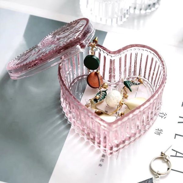 Love Heart Shape Crystal Glass Candy Jar, Dried Fruit Plate, Sugar Bowl, Jewelry Box with Lid, Living Room - AliExpress 15