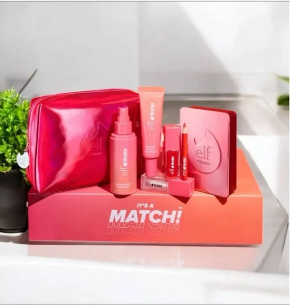 Limited Edition ELF X TINDER Its a match lip, primer, setting mist & makeup bag1