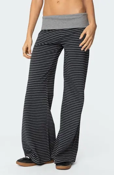 Meggy Colorblock Stripe Foldover Pants
