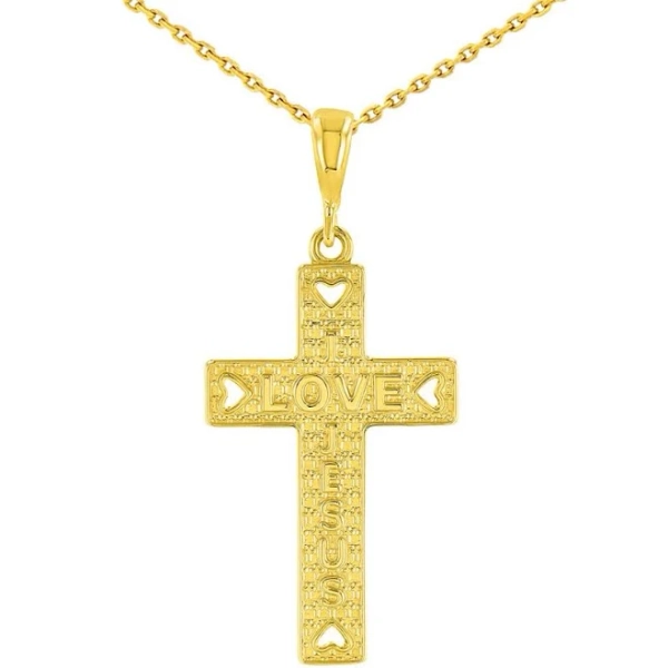 I Love Jesus Necklace With Cross Charm Pendant
