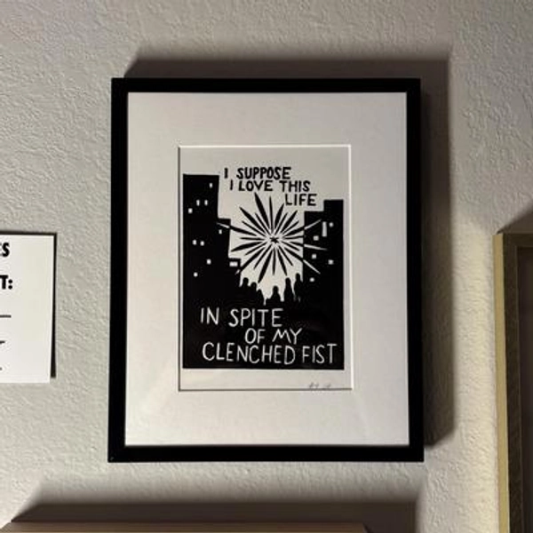 Andrea Gibson "I suppose I love this life" Linocut Print