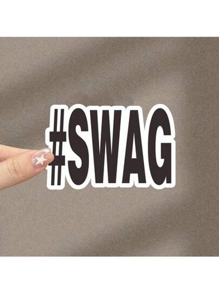 #Swag Vinyl Decal - Waterproof & Durable Sticker For Car Bumper, Laptop, Phone, Refrigerator, Toolbox, Suitcase - Stylish Black Lettering With Abstract Design