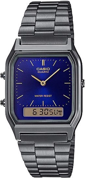 Casio Men's Vintage Ana-Digi Quartz Blue Dial Stainless Steel Watch AQ230GG-2A