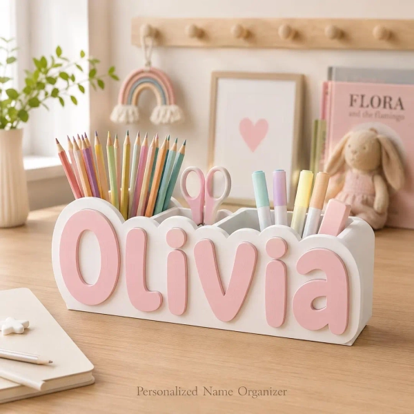 Personalized Name Desk Organizer, 3D Printed Pencil Holder, Kids Room Decor - Etsy