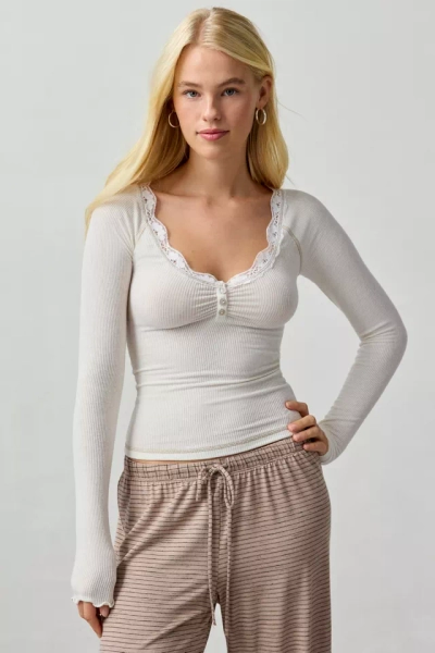 Out From Under Diana Layering Lace-Trim Henley Top