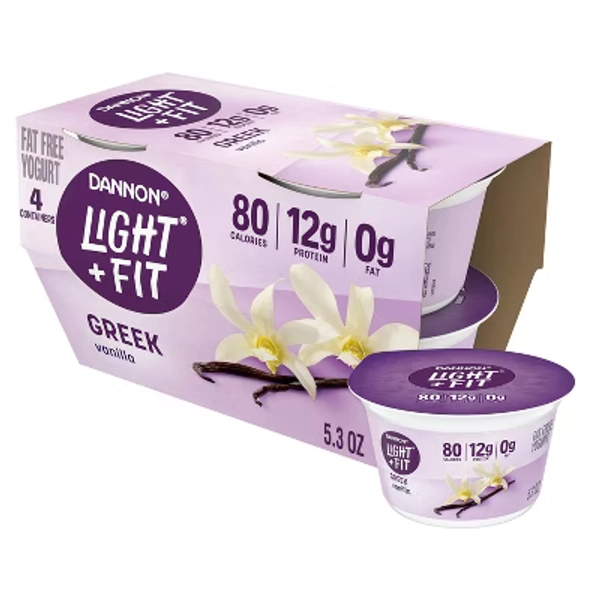Light + Fit Nonfat Gluten-Free Vanilla Greek Yogurt - 12g Protein 4ct/5.3oz Cups