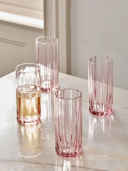 Ottilie Pink Set of 4 Tall Tumbler Glasses