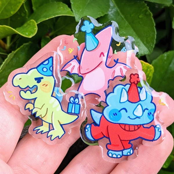 Party Dino Acylic Pins!