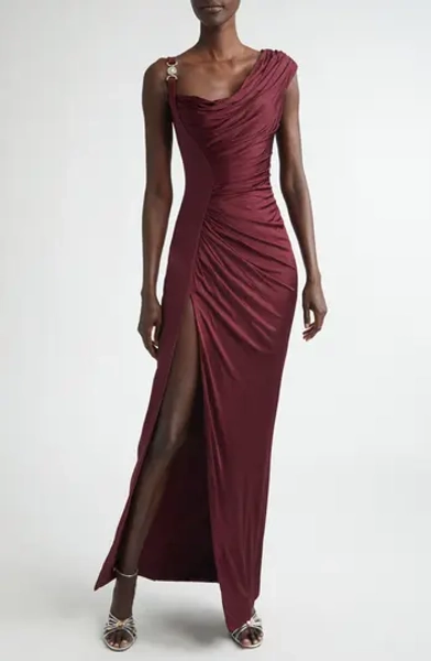 Medusa '95 Draped Crepe & Jersey Gown