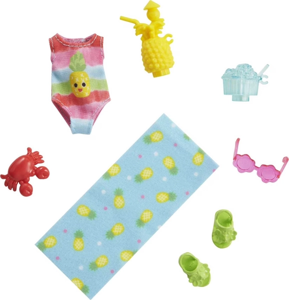 Barbie Chelsea Accessory Pack, Beach-Themed Accessories for Small Doll Featuring Pineapple Swimsuit - Walmart.com