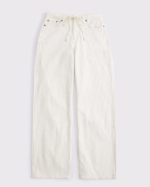 Curve Love Low Rise Linen-Blend Denim Ultra Loose Drawstring Jean
