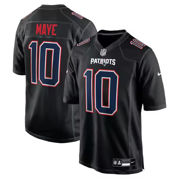 Men's New England Patriots Drake Maye Nike Carbon Black Game Jersey
