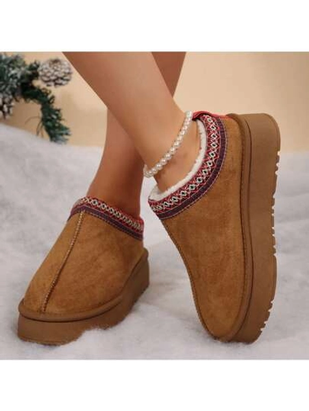 Women's Padded Cotton Snow Boots With Thick Bottom And Increased Height For Warmth And Style