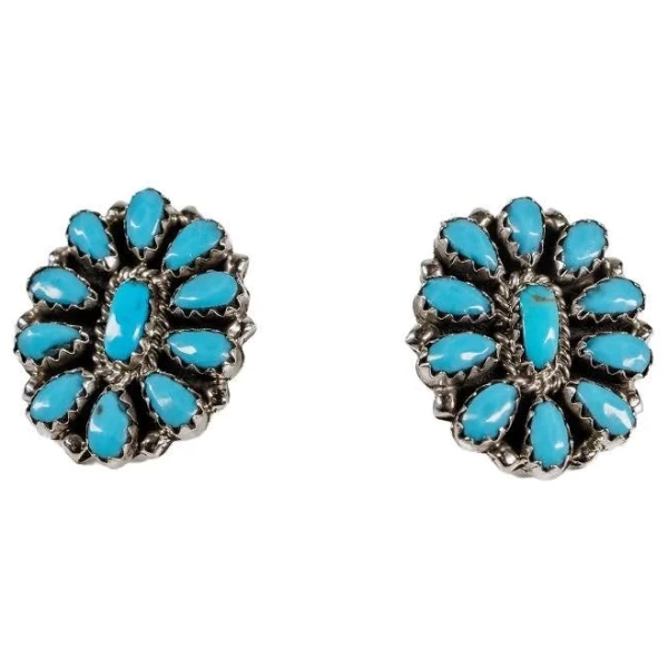 Kingman Turquoise Cluster Earrings