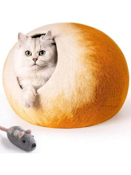 1 PC Cat Cave Bed -Handmade Wool Cat Bed Cave, Cat Bed Cat House, Felt Cat Caves For Indoor Cats And Kittens, Different Colours To Choose