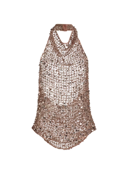LaPointe Sequined Net Mesh Halter Top | Saks Fifth Avenue