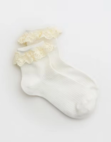 Aerie Lace Trim Quarter Socks