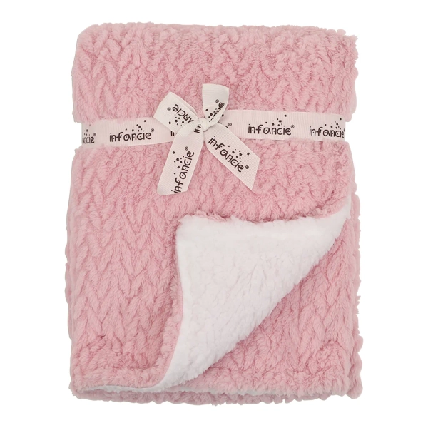  Infancie Jacquard Sherpa Blanket Pink