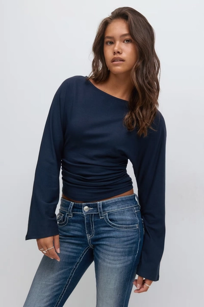 Y ruched long sleeve top