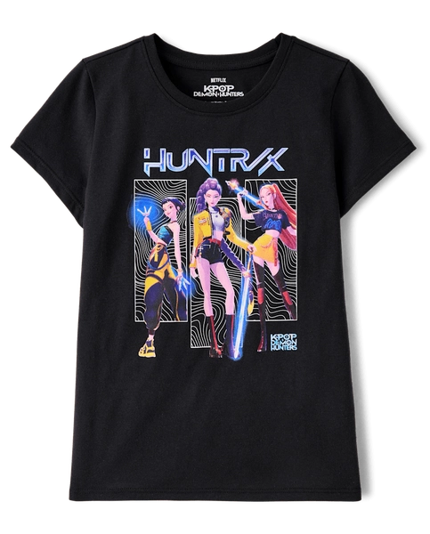 The Children's Place Girls K-Pop Demon Hunters™ Huntrix Graphic T-Shirt | Size Small (5/6) | Black | Cotton/Polyester