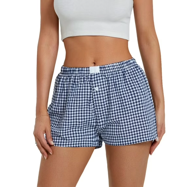 Women Y2K Plaid Shorts Elastic Low Rise Cute Pajama Boxer Shorts Summer Lounge Pj Sleep Short Bottom Sleepwear