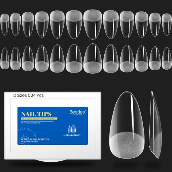 Beetles Clear Nail Tips 504pcs Short Almond