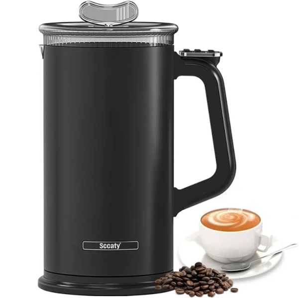 Sccaty Milk Frother, Automatic Milk Foam Maker, Electric Milk Steamer, 4 Use Modes, Milk Warmer and Heater, Non-Stick Interior, Lower Noise,