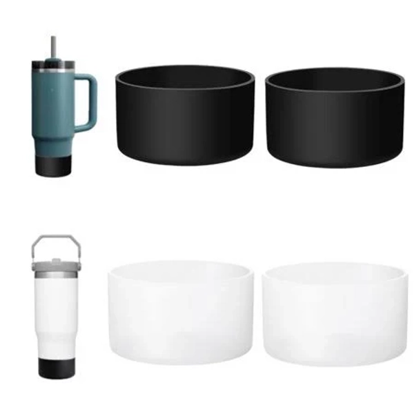 4pcs Silicone Bottle Boot, Bottom Protector Compatible with Stanley 40 30 oz Quencher Adventure Tumbler, IceFlow 30 20 oz, White