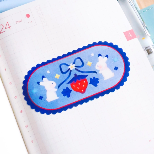 Vinyl Sticker (Transparent) Strawberry Bunnies
