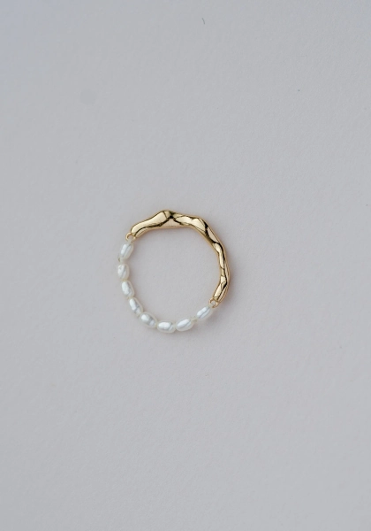 Pearl Gold Ring Half Baroque Keshi Ring Rare Baby Keshi Pearl Gold Plated Ring Minimalist Unique Jewelry Gift for Her