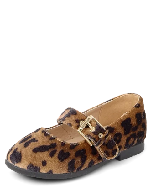 Toddler Girls Leopard Mary Jane Shoes - Tan
