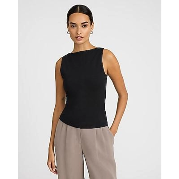 Express Women's Body Contour Stretch Cotton Boat Neck Tank Top