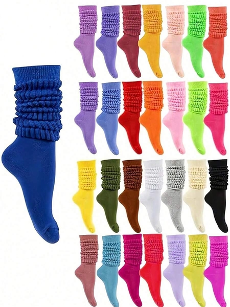 12 Pairs Kids Casual Solid Color Socks, Kids Knee-High Socks, Kids Terry Socks, Kids Bubble Socks, Girls Candy Color Cute Princess Style Socks, Breathable Comfortable Soft Skin-Friendly, Suitable For Daily Wear And Outings