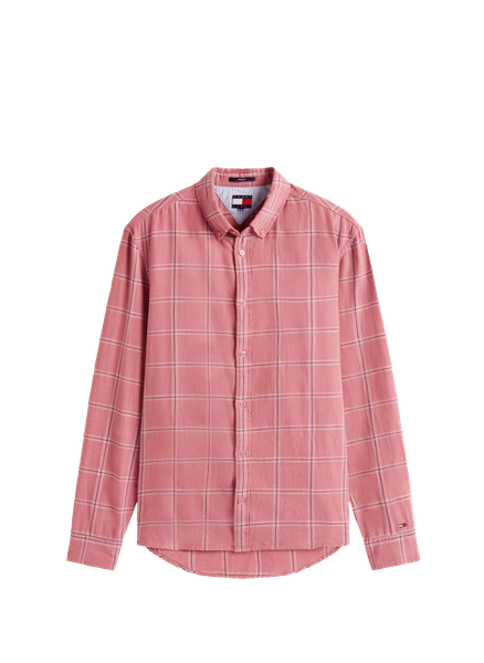 Rechte geruite katoenen overhemd Roze Tommy hilfiger - Heren | Printemps.com